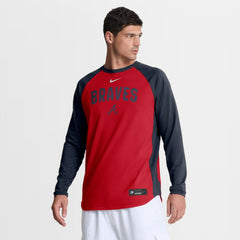 Atlanta Braves Authentic Collection Raglan Dri-FIT Sweatshirt - Red | Nike