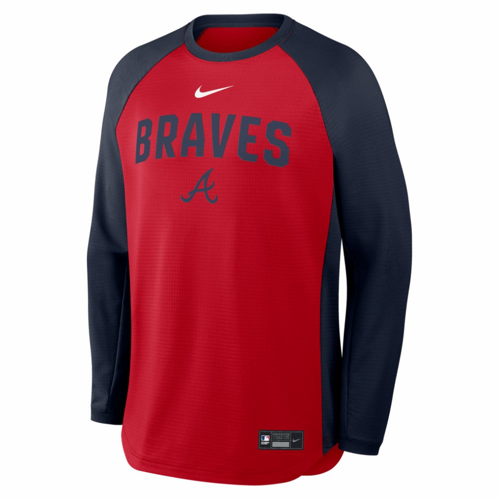 Atlanta Braves Authentic Collection Raglan Dri-FIT Sweatshirt - Red | Nike