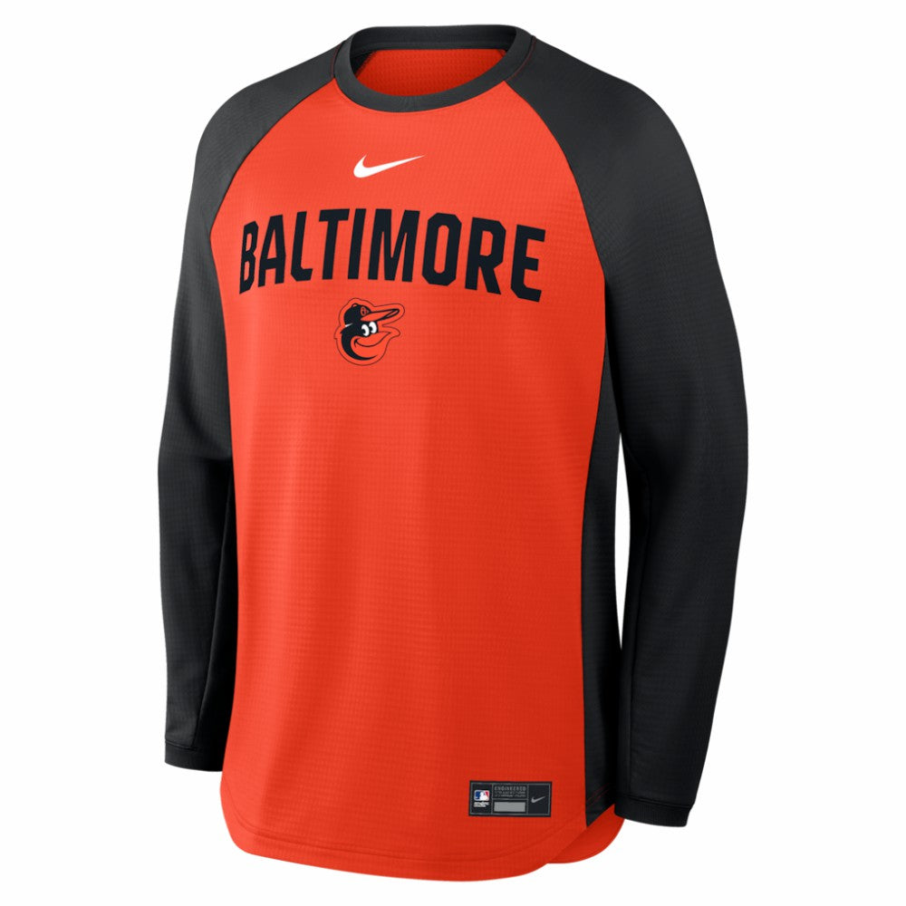 Baltimore Orioles Authentic Collection Raglan Dri-FIT Sweatshirt - Orange | Nike