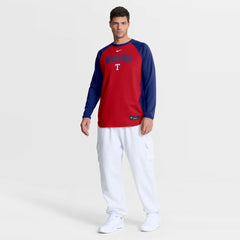 Texas Rangers Authentic Collection Raglan Dri-FIT Sweatshirt - Red | Nike