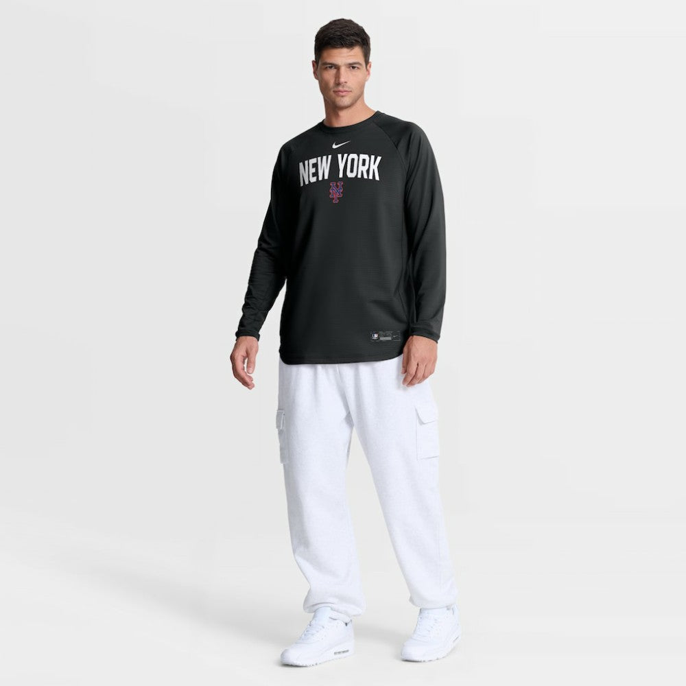 New York Mets Authentic Collection Raglan Dri-FIT Sweatshirt - Black | Nike