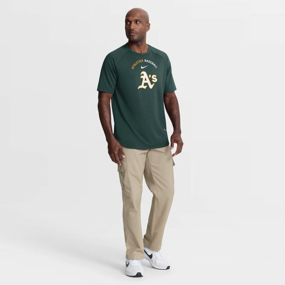 Athletics Authentic Collection Batting Practice Pre-Game Raglan Dri-FIT Top - Green | Nike