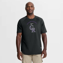 Colorado Rockies Authentic Collection Batting Practice Pre-Game Raglan Dri-FIT Top - Black | Nike
