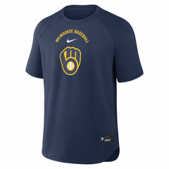 Milwaukee Brewers Authentic Collection Batting Practice Pre-Game Raglan Dri-FIT Top - Navy | Nike