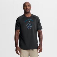 Miami Marlins Authentic Collection Batting Practice Pre-Game Raglan Dri-FIT Top - Black | Nike