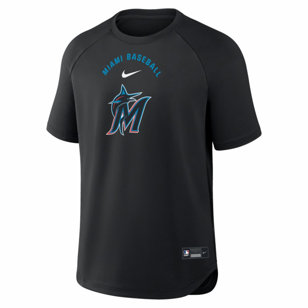 Miami Marlins Authentic Collection Batting Practice Pre-Game Raglan Dri-FIT Top - Black | Nike