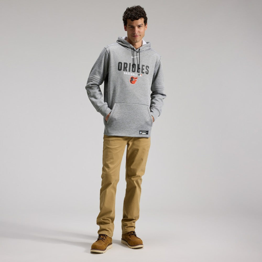 Baltimore Orioles Authentic Collection Therma-FIT Hoodie - Heather Charcoal | Nike