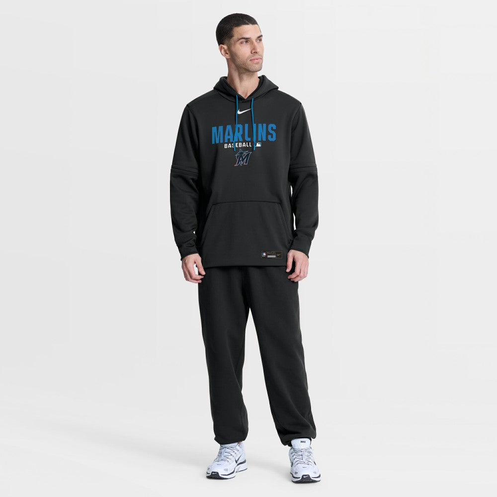 Miami Marlins Authentic Collection Therma-FIT Hoodie - Black | Nike