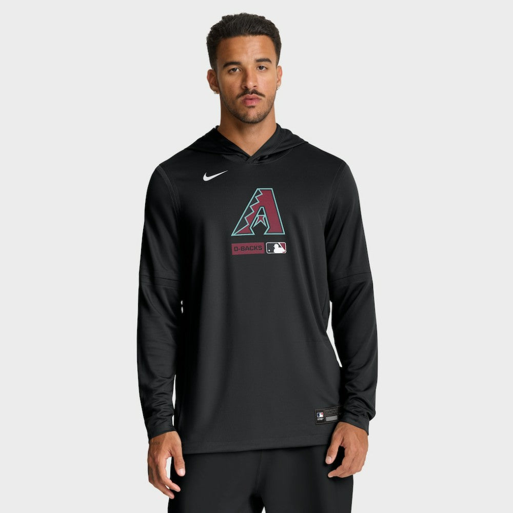 Arizona Diamondbacks Authentic Collection Dri-FIT Long Sleeve Hooded T-Shirt - Black | Nike