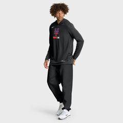 New York Mets Authentic Collection Dri-FIT Long Sleeve Hooded T-Shirt - Black | Nike