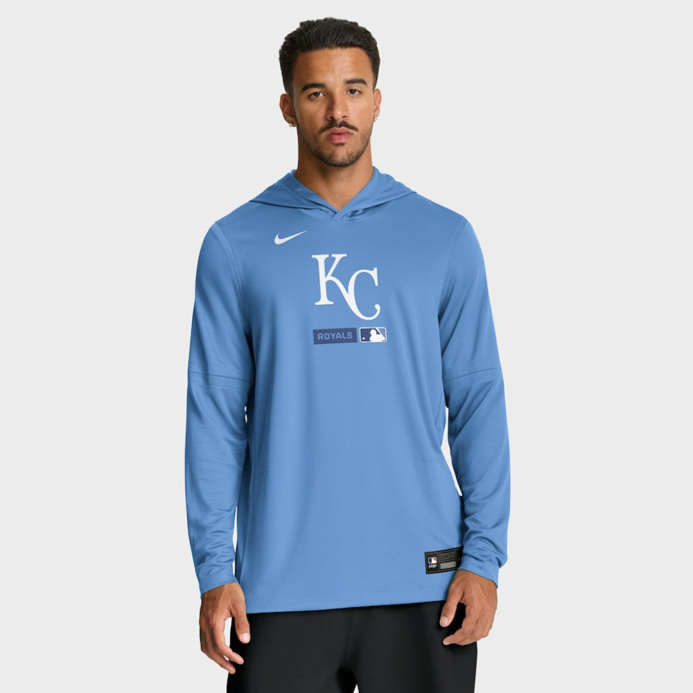 Kansas City Royals Authentic Collection Dri-FIT Long Sleeve Hooded T-Shirt - Light Blue | Nike
