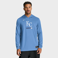 Kansas City Royals Authentic Collection Dri-FIT Long Sleeve Hooded T-Shirt - Light Blue | Nike