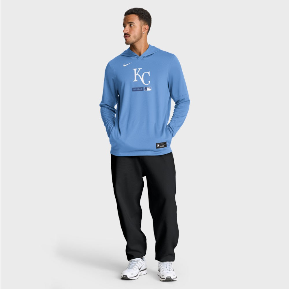 Kansas City Royals Authentic Collection Dri-FIT Long Sleeve Hooded T-Shirt - Light Blue | Nike