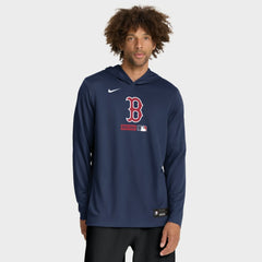 Boston Red Sox Authentic Collection Dri-FIT Long Sleeve Hooded T-Shirt - Navy | Nike