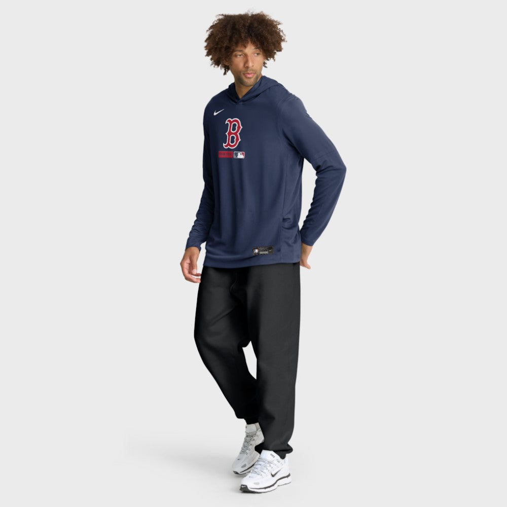 Boston Red Sox Authentic Collection Dri-FIT Long Sleeve Hooded T-Shirt - Navy | Nike