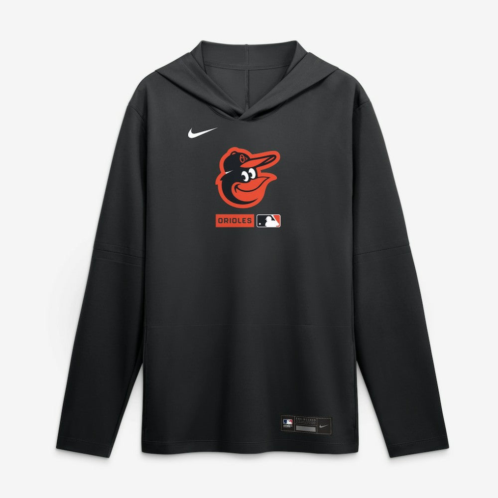 Baltimore Orioles Authentic Collection Dri-FIT Long Sleeve Hooded T-Shirt - Black | Nike