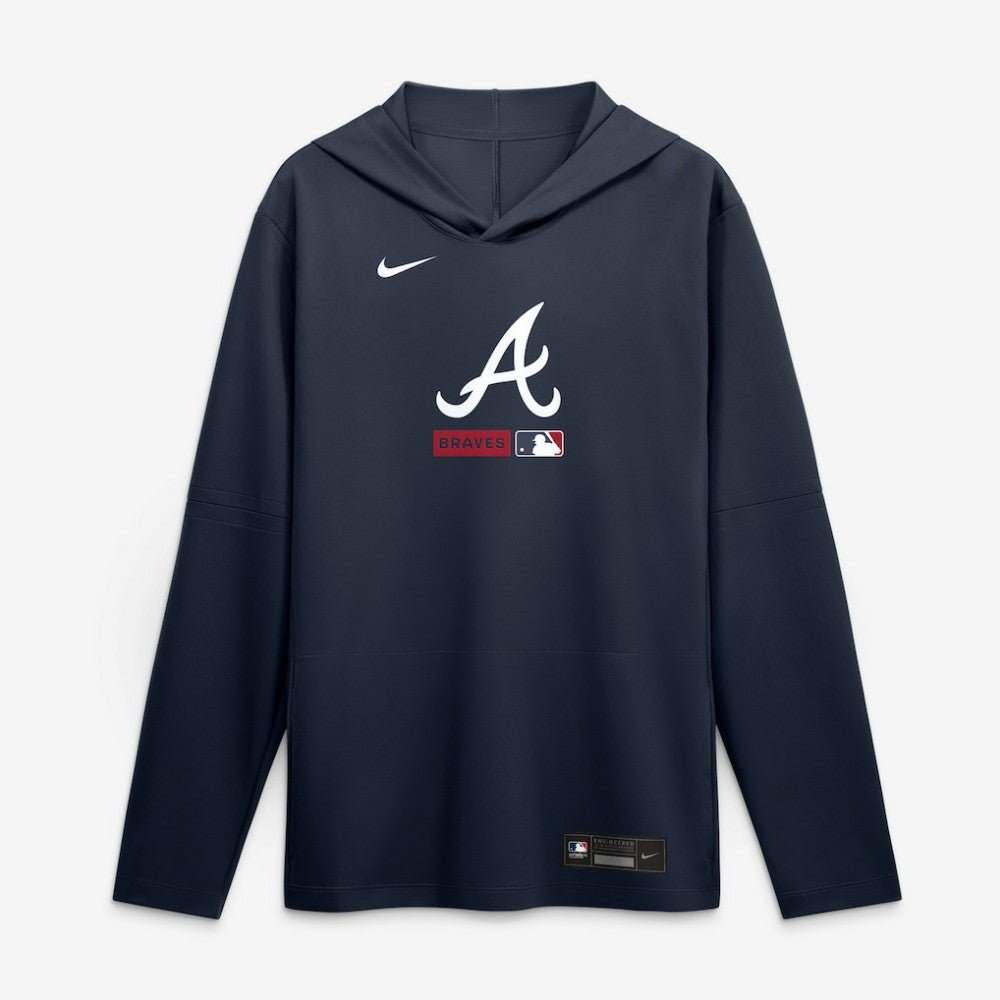 Atlanta Braves Authentic Collection Dri-FIT Long Sleeve Hooded T-Shirt - Navy | Nike