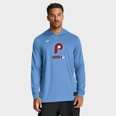 Philadelphia Phillies Authentic Collection Dri-FIT Long Sleeve Hooded T-Shirt - Light Blue | Nike