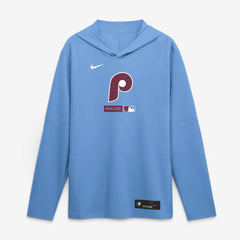 Philadelphia Phillies Authentic Collection Dri-FIT Long Sleeve Hooded T-Shirt - Light Blue | Nike