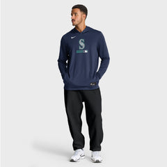 Seattle Mariners Authentic Collection Dri-FIT Long Sleeve Hooded T-Shirt - Navy | Nike