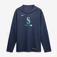 Seattle Mariners Authentic Collection Dri-FIT Long Sleeve Hooded T-Shirt - Navy | Nike