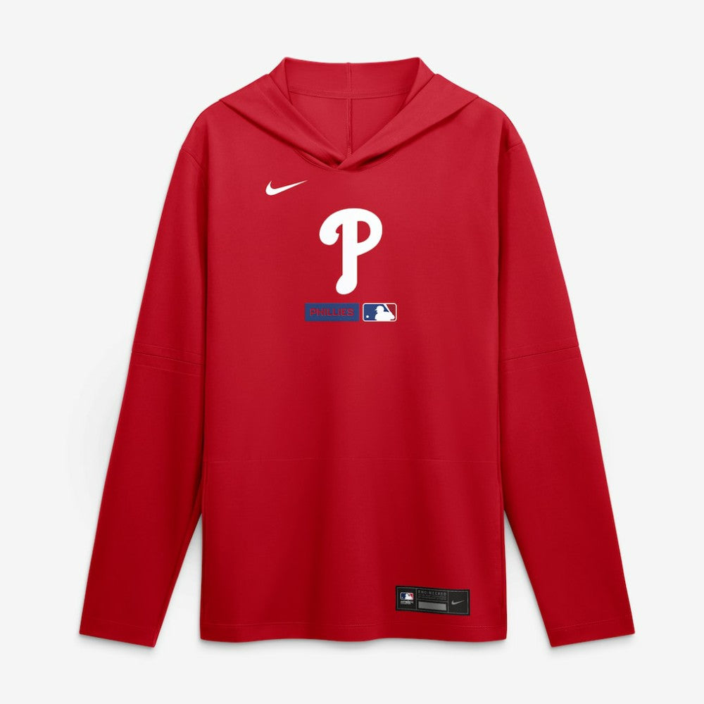 Philadelphia Phillies Authentic Collection Dri-FIT Long Sleeve Hooded T-Shirt - Red | Nike