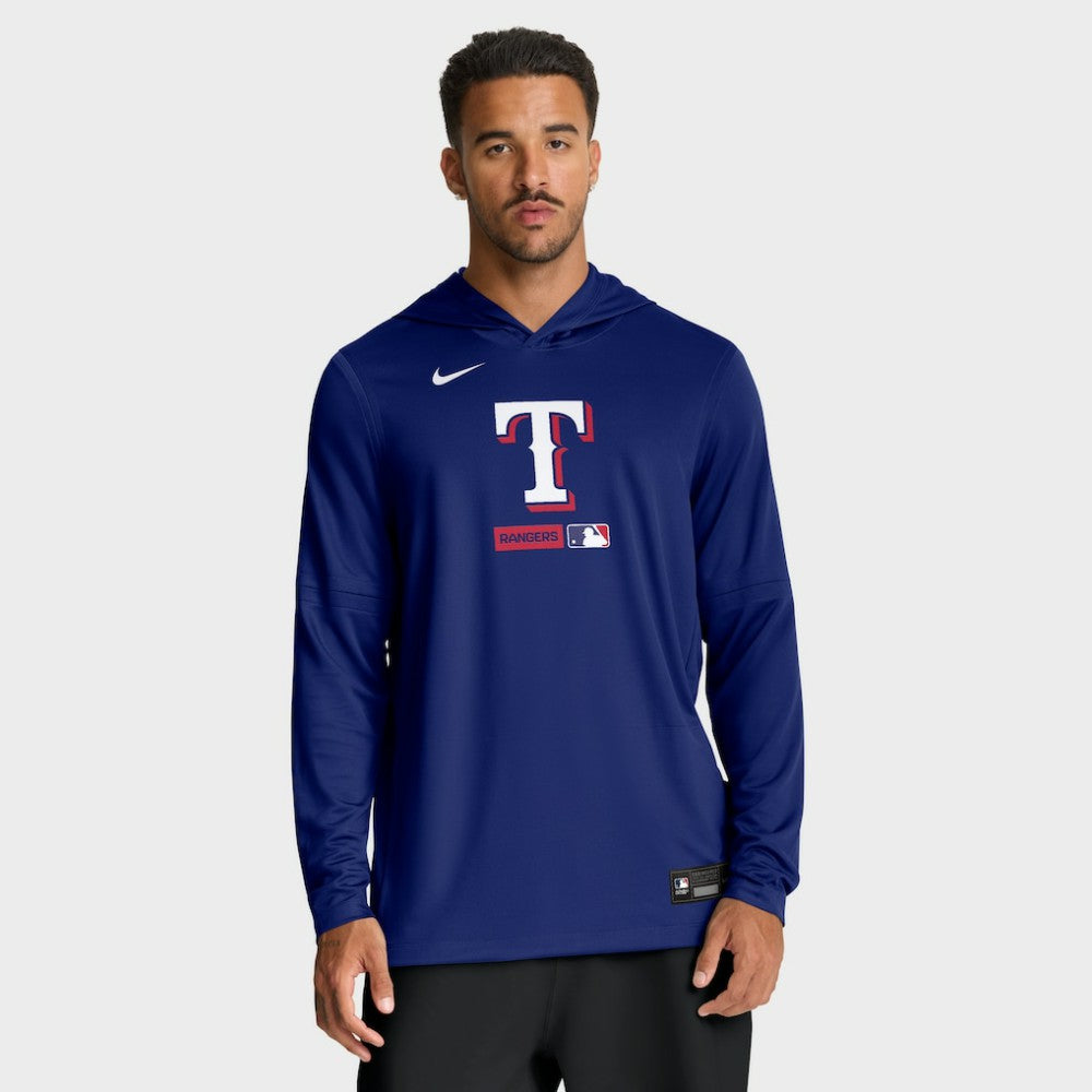 Texas Rangers Authentic Collection Dri-FIT Long Sleeve Hooded T-Shirt - Royal | Nike