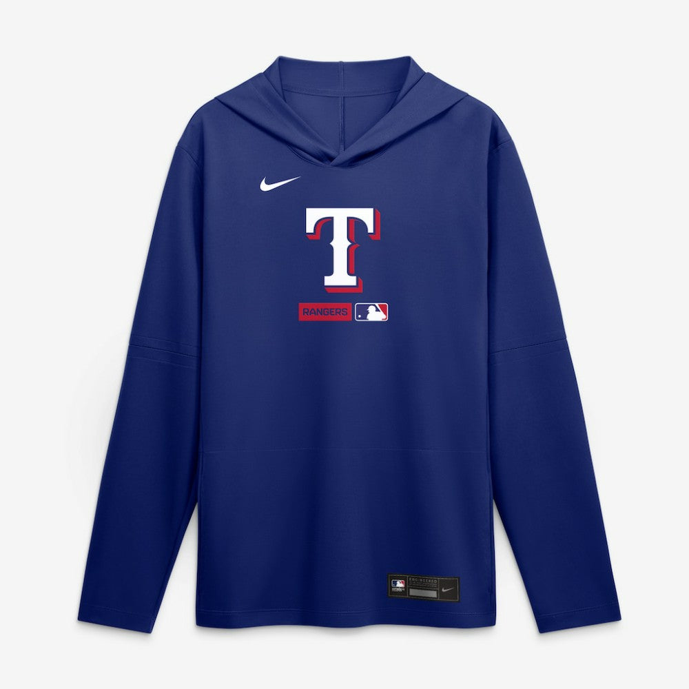 Texas Rangers Authentic Collection Dri-FIT Long Sleeve Hooded T-Shirt - Royal | Nike
