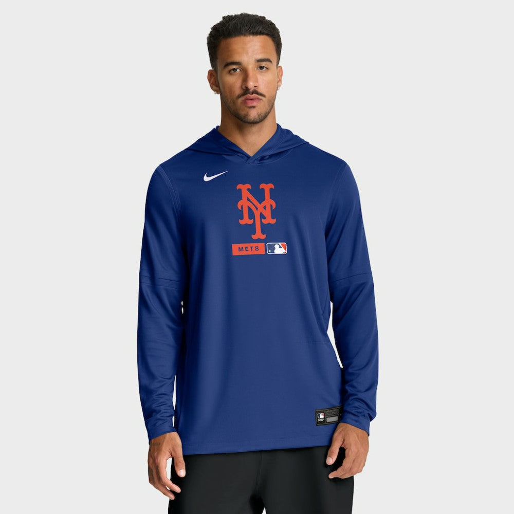 New York Mets Authentic Collection Dri-FIT Long Sleeve Hooded T-Shirt - Royal | Nike