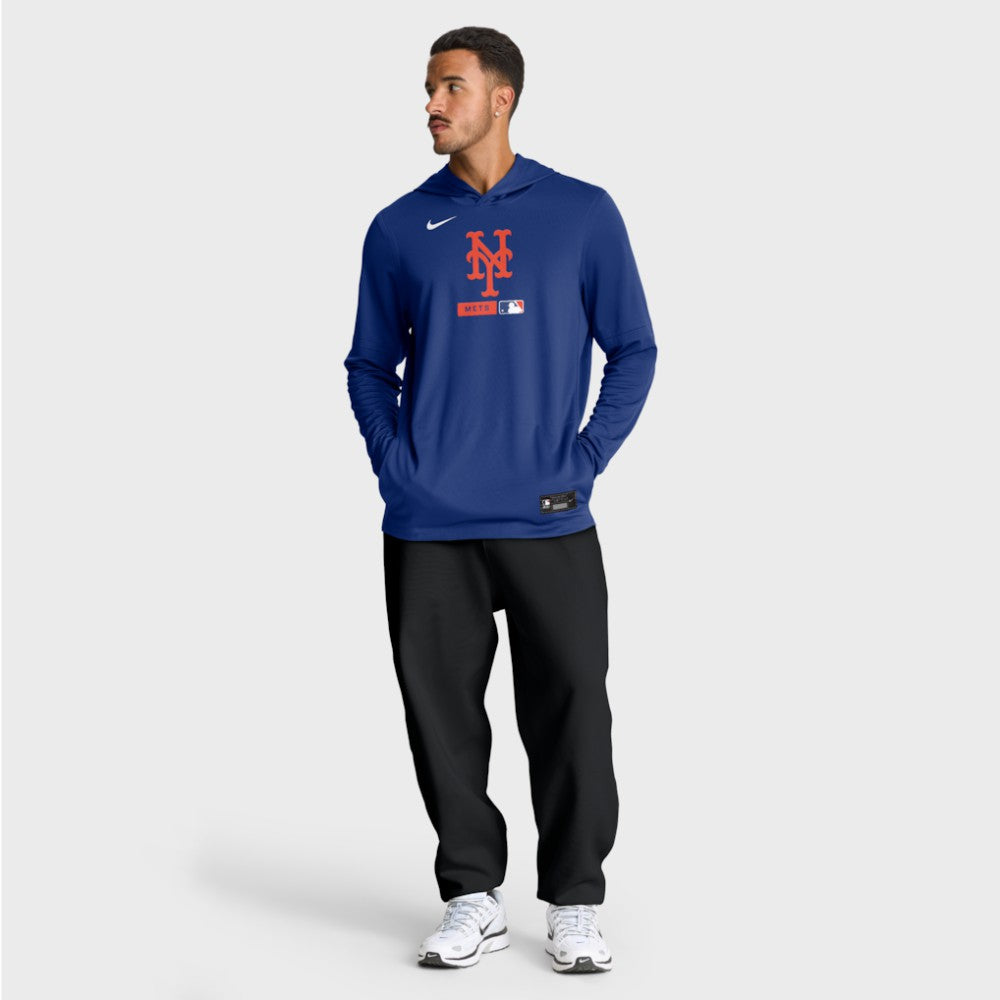 New York Mets Authentic Collection Dri-FIT Long Sleeve Hooded T-Shirt - Royal | Nike