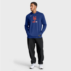 New York Mets Authentic Collection Dri-FIT Long Sleeve Hooded T-Shirt - Royal | Nike