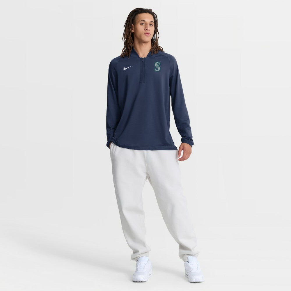 Seattle Mariners Authentic Collection Dri-FIT Raglan Half-Zip Pullover - Navy | Nike