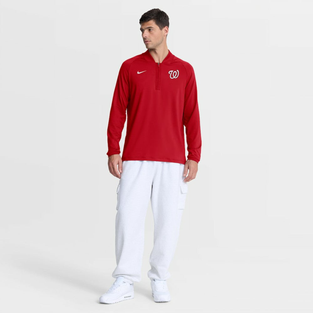 Washington Nationals Authentic Collection Dri-FIT Raglan Half-Zip Pullover - Red | Nike