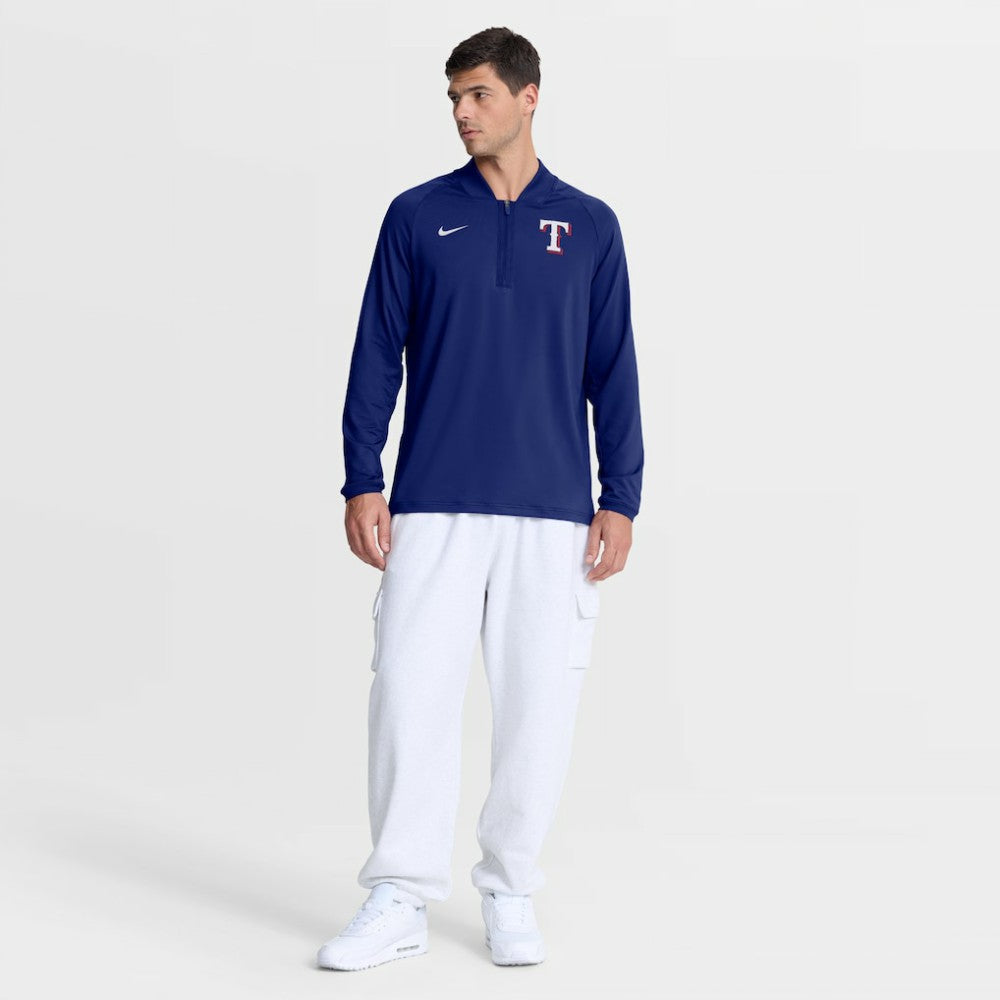 Texas Rangers Authentic Collection Dri-FIT Raglan Half-Zip Pullover - Royal | Nike