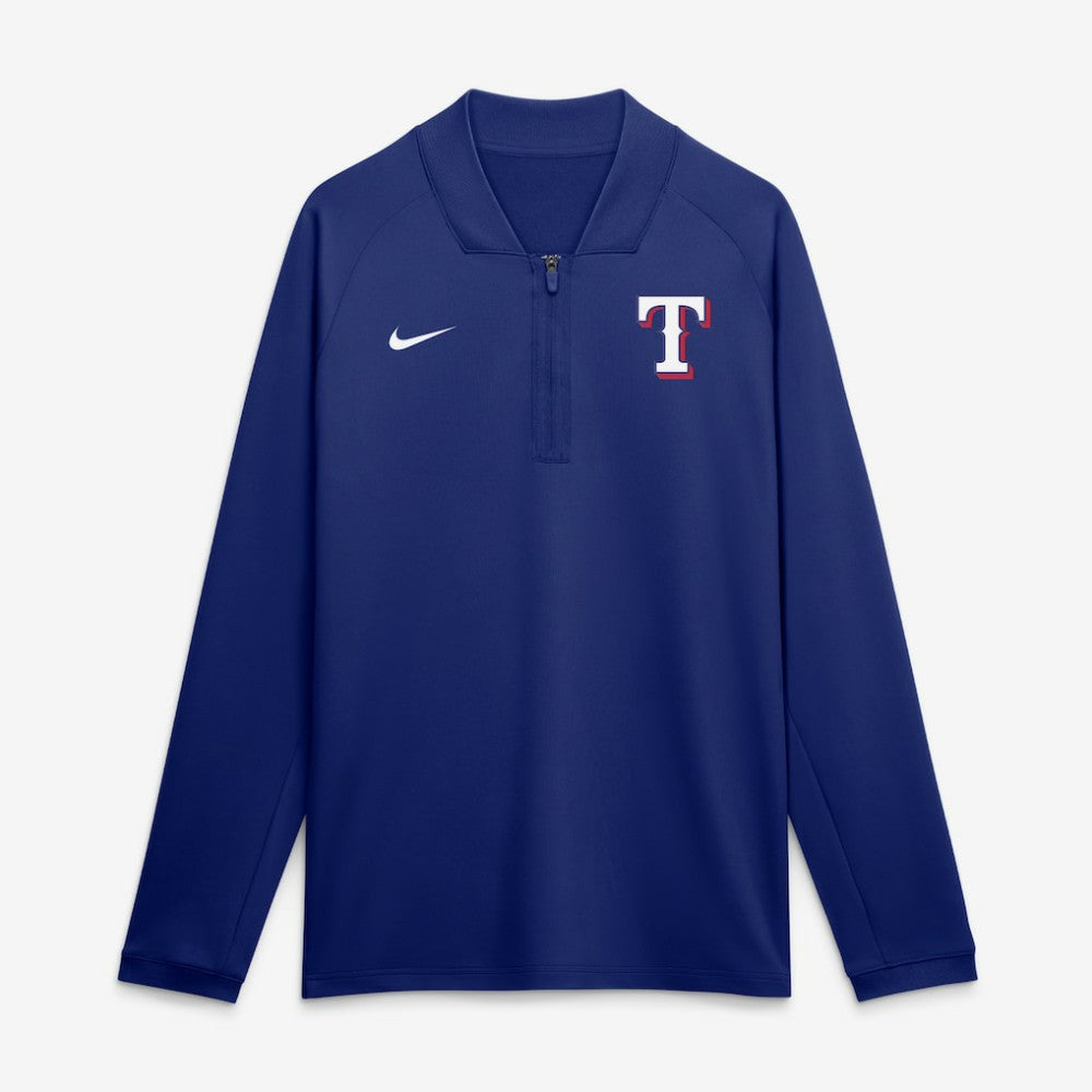 Texas Rangers Authentic Collection Dri-FIT Raglan Half-Zip Pullover - Royal | Nike