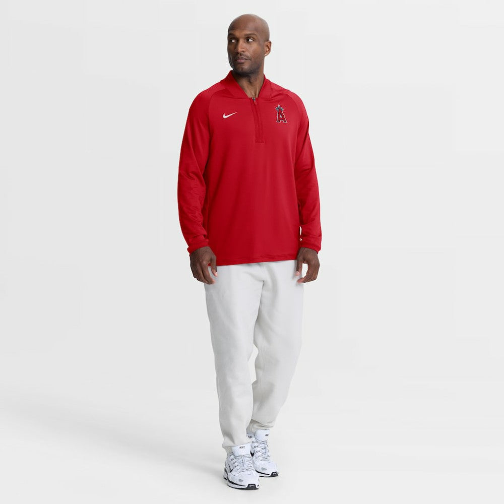 Los Angeles Angels Authentic Collection Dri-FIT Raglan Half-Zip Pullover - Red | Nike