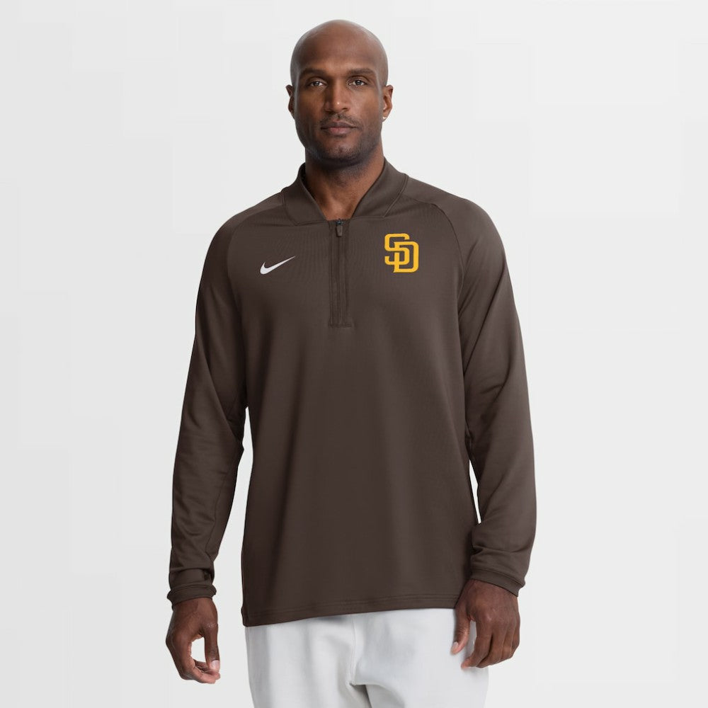 San Diego Padres Authentic Collection Dri-FIT Raglan Half-Zip Pullover - Brown | Nike