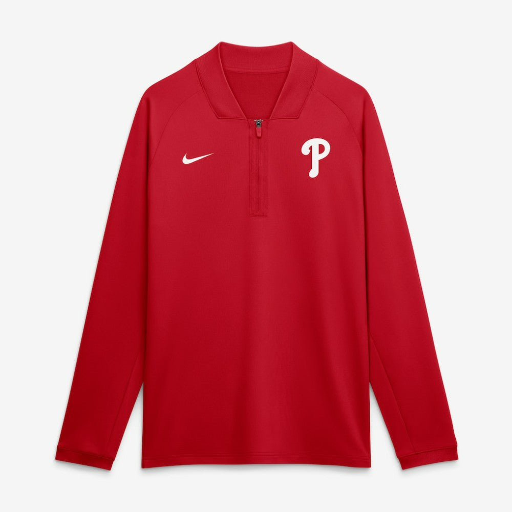Philadelphia Phillies Authentic Collection Dri-FIT Raglan Half-Zip Pullover - Red | Nike