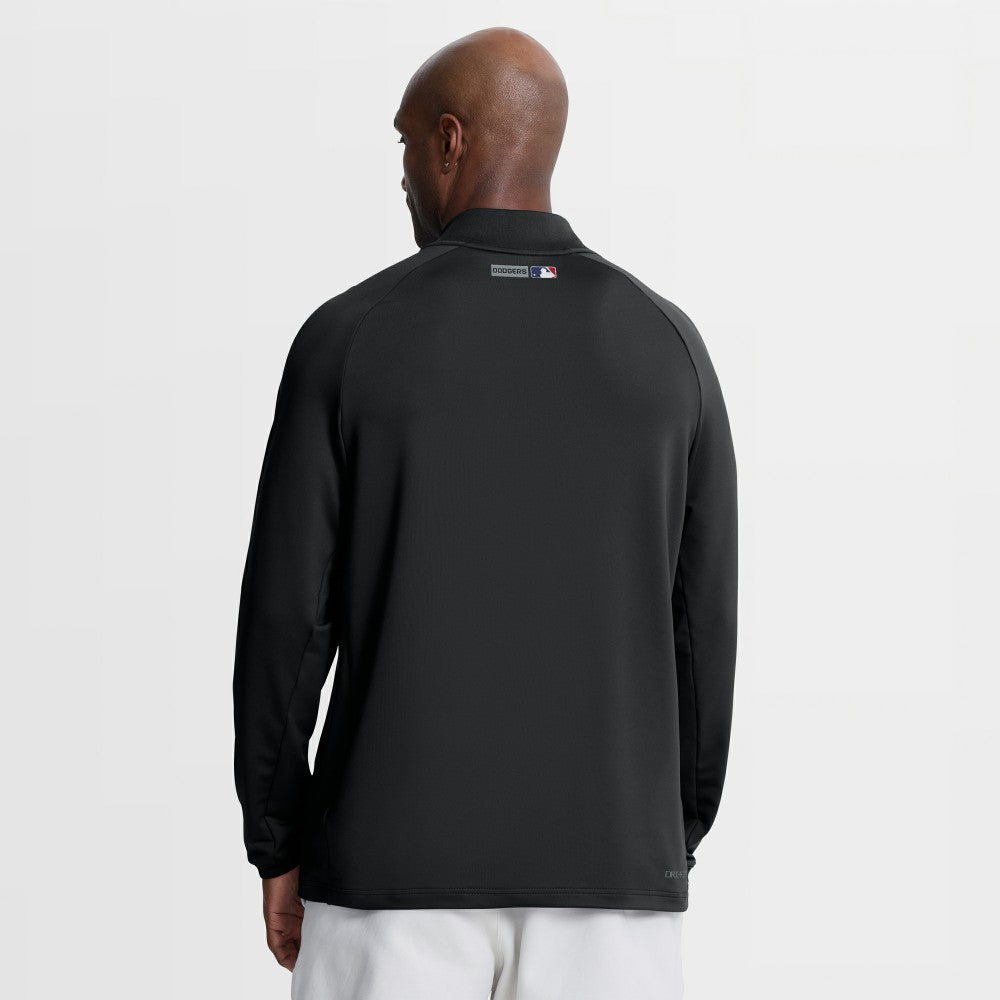 Los Angeles Dodgers Authentic Collection Dri-FIT Raglan Half-Zip Pullover - Black | Nike
