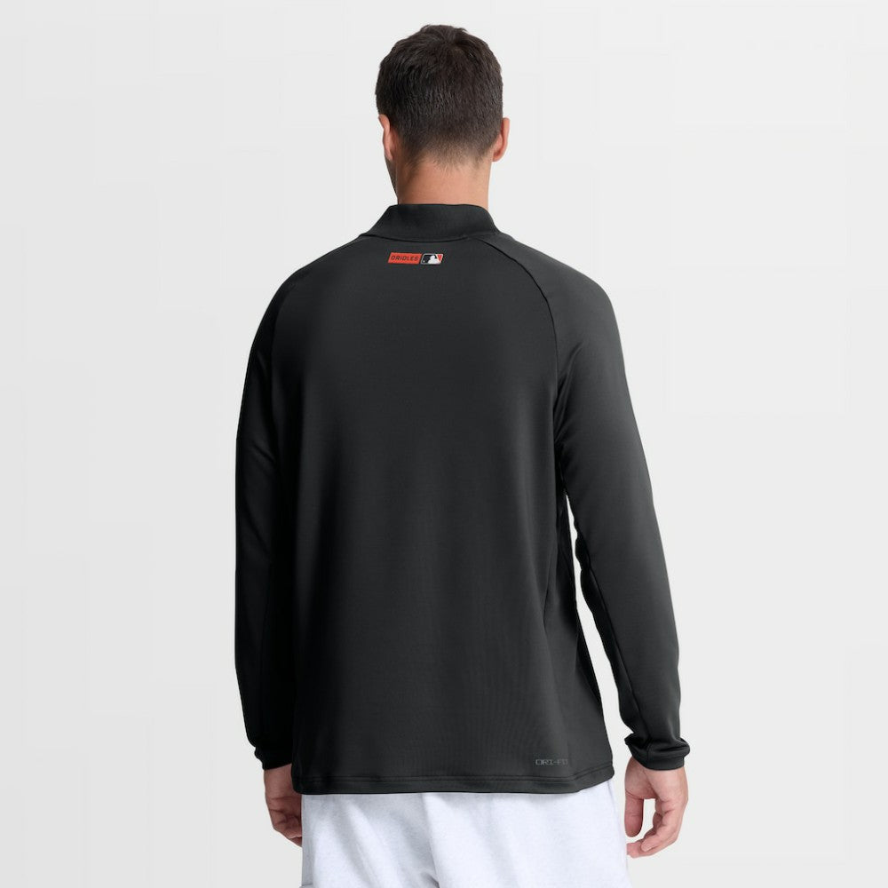 Baltimore Orioles Authentic Collection Dri-FIT Raglan Half-Zip Pullover - Black | Nike