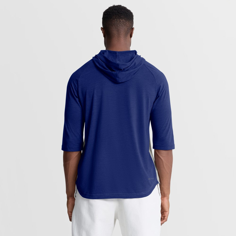 Los Angeles Dodgers Authentic Collection Flux Dri-FIT Raglan 3/4-Sleeve Hooded T-Shirt - Gray | Nike