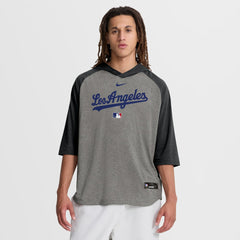 Los Angeles Dodgers Authentic Collection Flux Dri-FIT Raglan 3/4-Sleeve Hooded T-Shirt - Gray | Nike