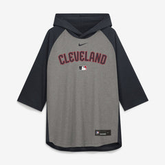 Cleveland Guardians Authentic Collection Flux Dri-FIT Raglan 3/4-Sleeve Hooded T-Shirt - Gray | Nike