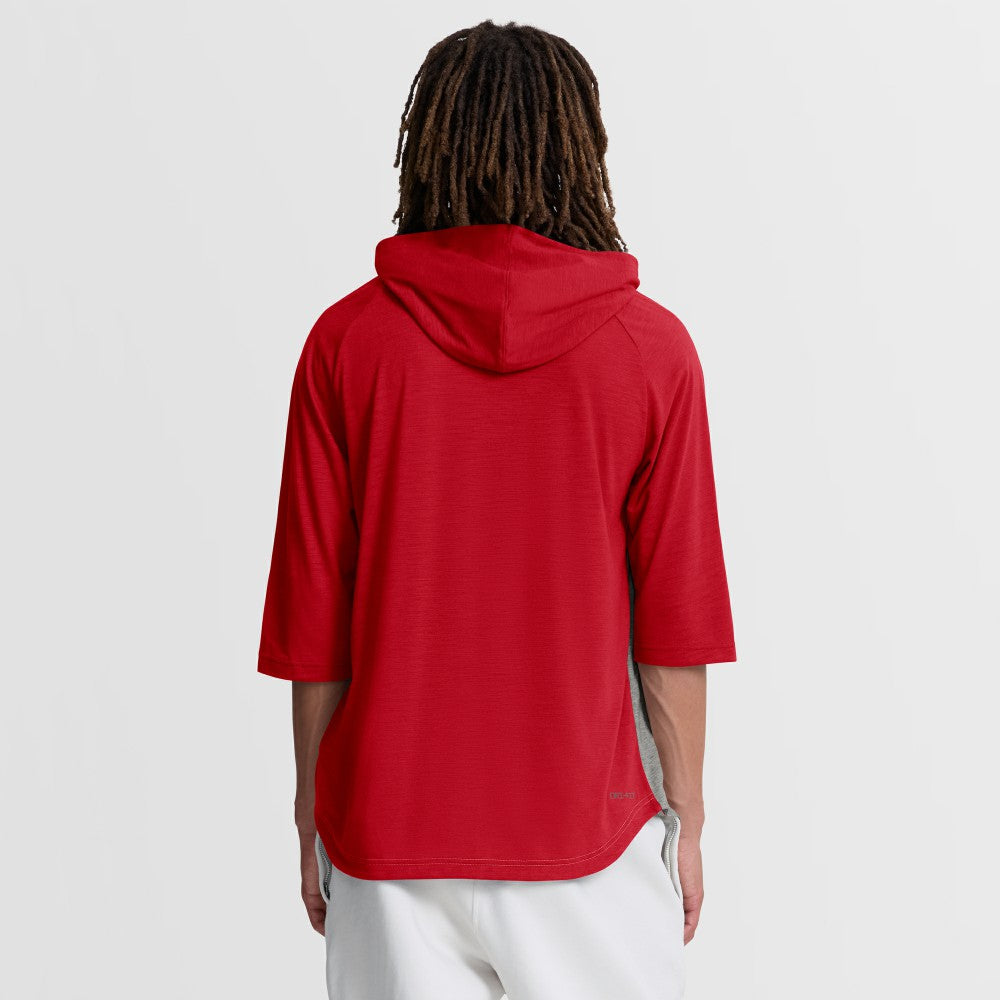Cincinnati Reds Authentic Collection Flux Dri-FIT Raglan 3/4-Sleeve Hooded T-Shirt - Gray | Nike