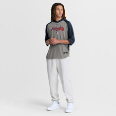 Atlanta Braves Authentic Collection Flux Dri-FIT Raglan 3/4-Sleeve Hooded T-Shirt - Gray | Nike