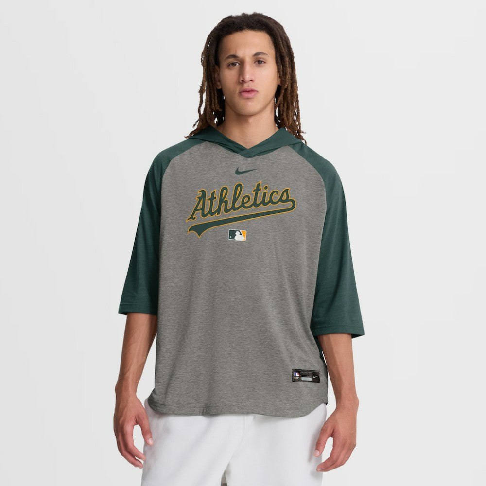 Athletics Authentic Collection Flux Dri-FIT Raglan 3/4-Sleeve Hooded T-Shirt - Gray | Nike