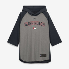 Washington Nationals Authentic Collection Flux Dri-FIT Raglan 3/4-Sleeve Hooded T-Shirt - Gray | Nike