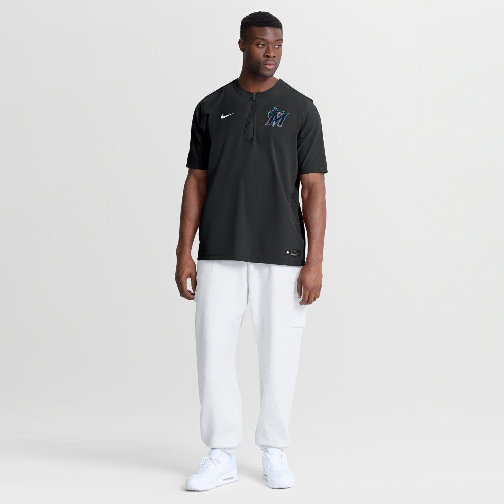 Miami Marlins Authentic Collection Dri-FIT Quarter-Zip Windshirt - Black | Nike