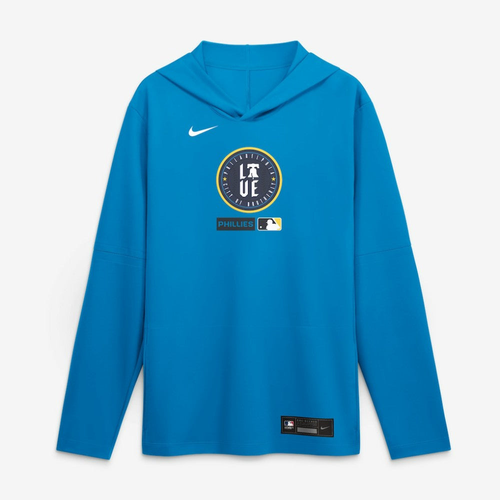 Philadelphia Phillies City Connect Dri-FIT Long Sleeve Hooded T-Shirt - Blue | Nike