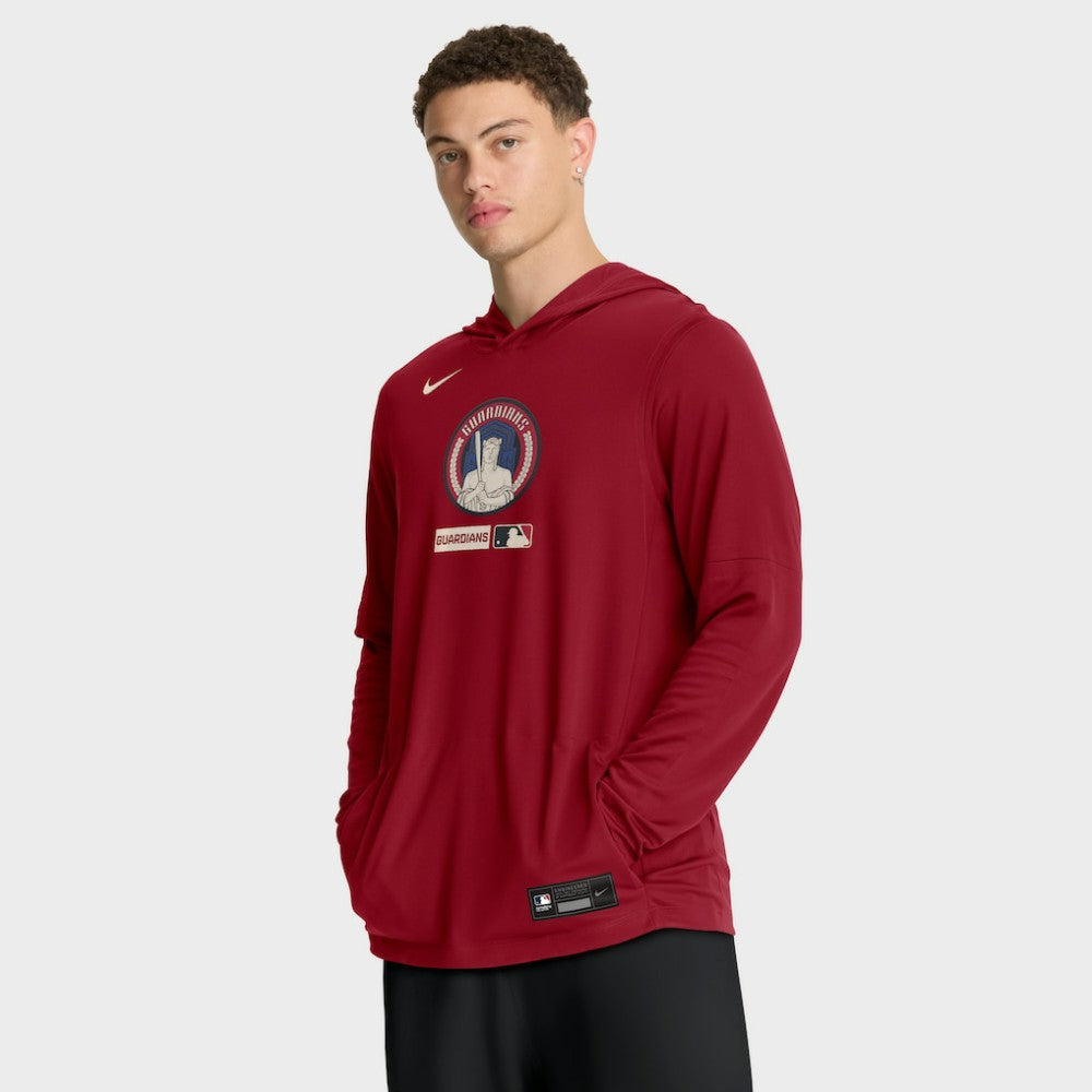 Cleveland Guardians City Connect Dri-FIT Long Sleeve Hooded T-Shirt - Red | Nike
